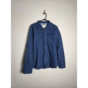 Fat Face Button Up Shirt Size Large Blue‎ Denim Geometric Cotton